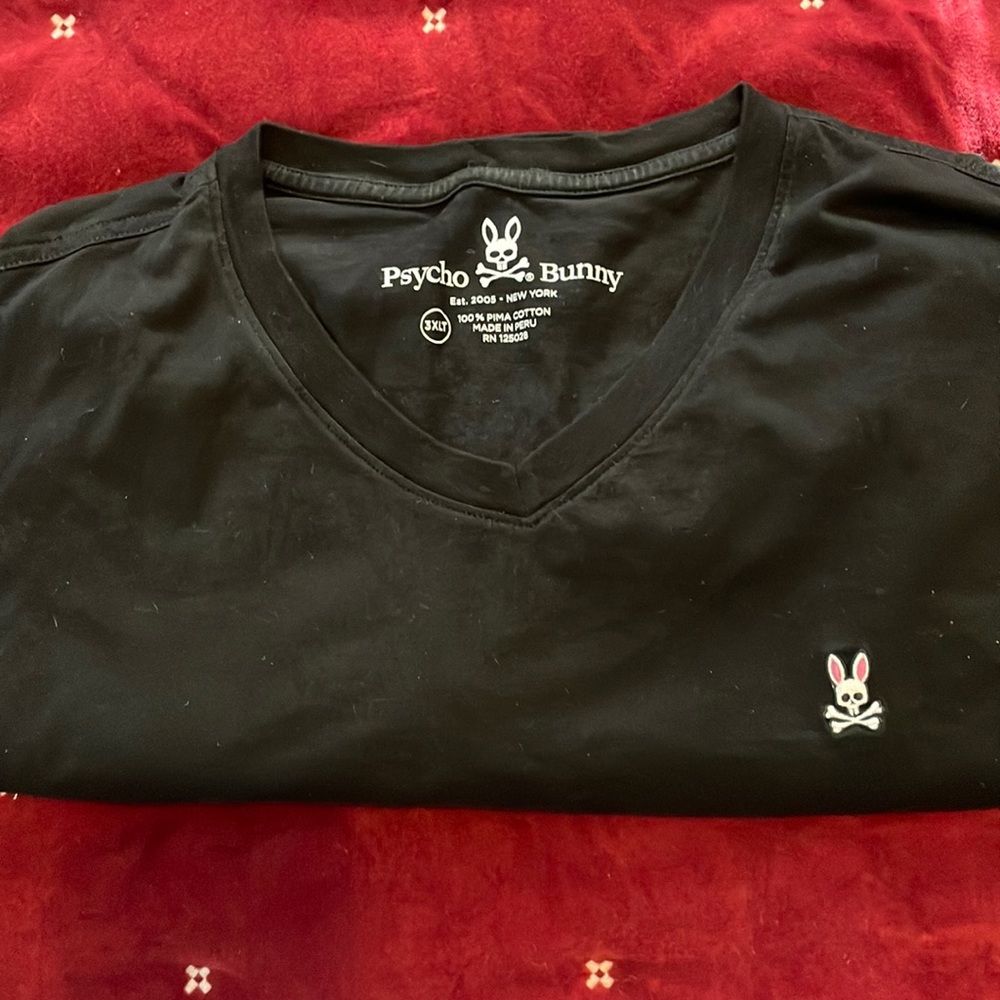 Psycho Bunny Black T-shirt.  Pima cotton and super soft.  No marks or holes